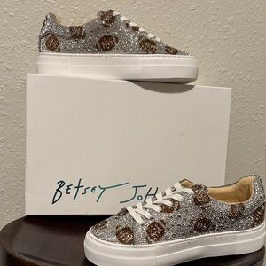 Betsey Johnson Silver & Gold Crystal Platform Sneakers - Women